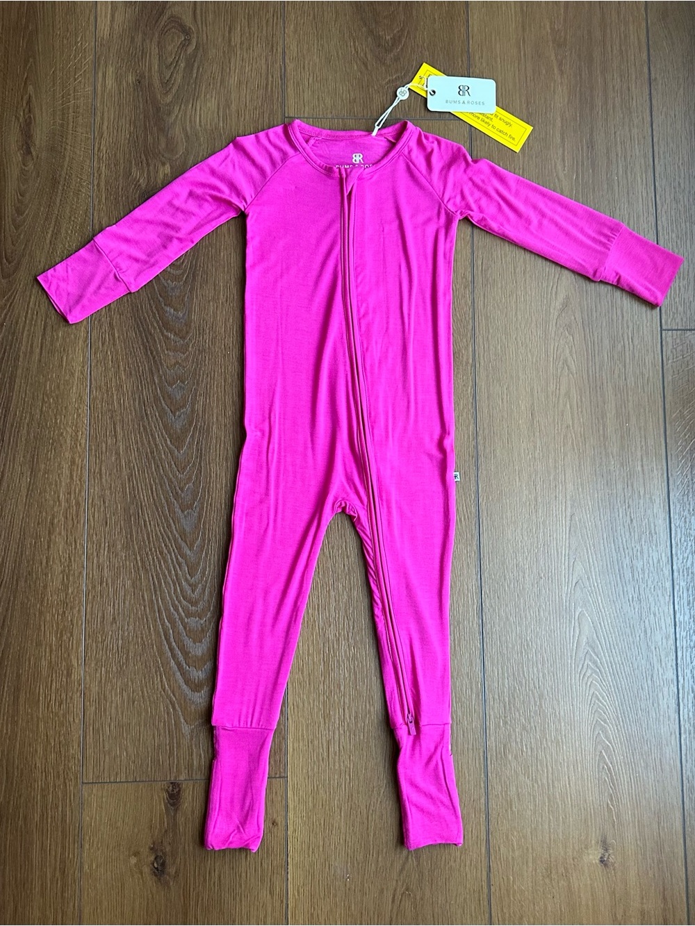 3T Hot Pink Zip-Front Footed One-Piece pjs by Bums & Roses nwt
